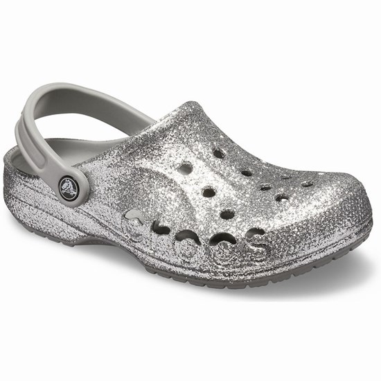 Crocs Baya Glitter Sandale Crocs Damske Strieborne | OAX758643