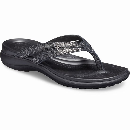Crocs Capri Remienkové Zabky Damske Čierne | TVQ201487