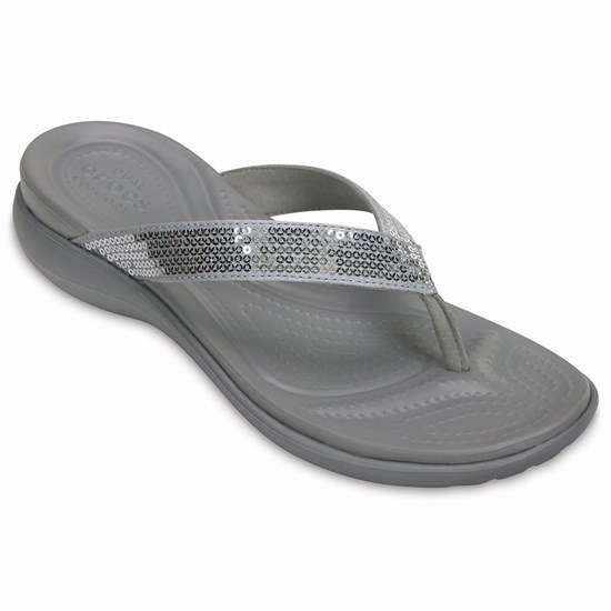 Crocs Capri V Sequin Zabky Damske Strieborne | LXJ963402