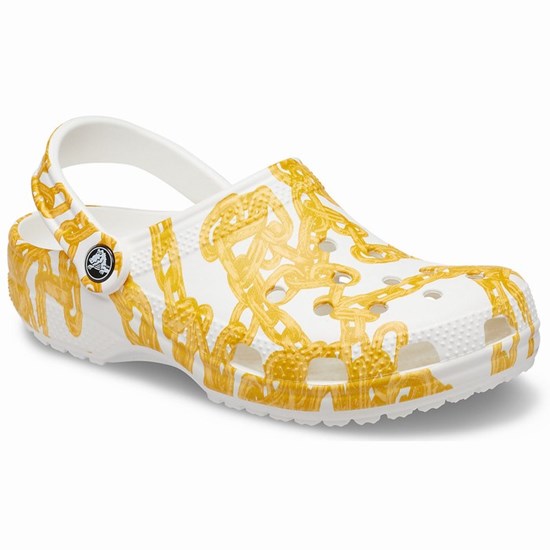 Crocs Klasické Chain Graphic Sandale Crocs Damske Biele | AOK469530