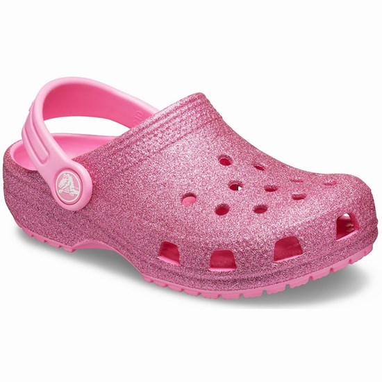 Crocs Klasické Glitter Sandale Crocs Dievcenske Ruzove | FWG783419