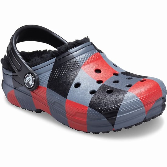 Crocs Klasické Podsite Plaid Sandale Crocs Chlapcenske Červené / Siva / Čierne | UBA546983