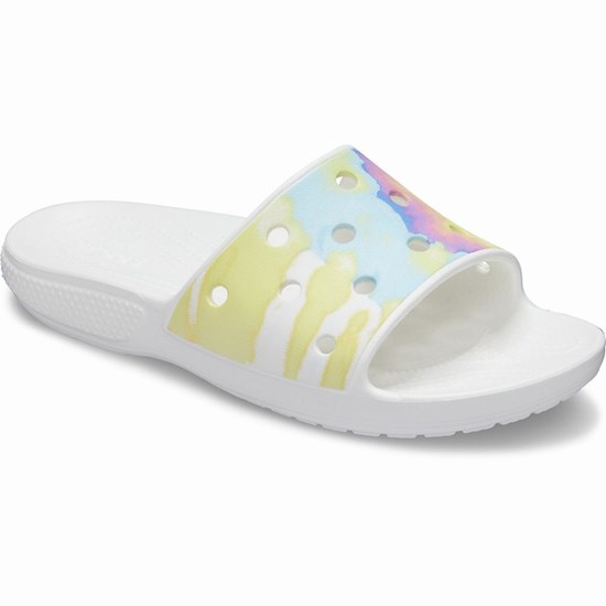 Crocs Klasické Tie-Dye Graphic Sandale Panske Biele | QWH609532