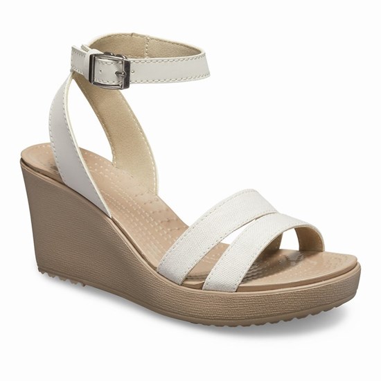 Crocs Leigh Topanky na Platforme Damske Biele | TJR538469