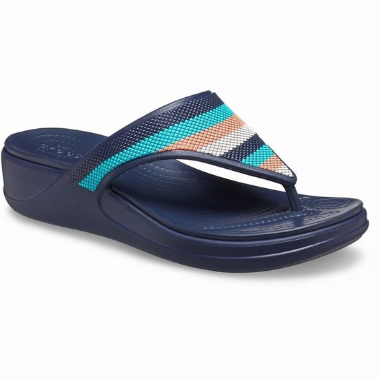 Crocs Monterey Beaded Stripe Zabky Damske Námornícka Modrá | HGL682347