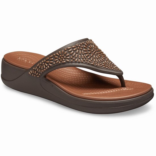 Crocs Monterey Diamante Topanky na Platforme Damske Hnede | QGL956128