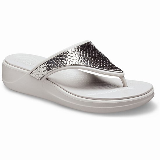 Crocs Monterey Metallic Zabky Damske Strieborne | BWA053761