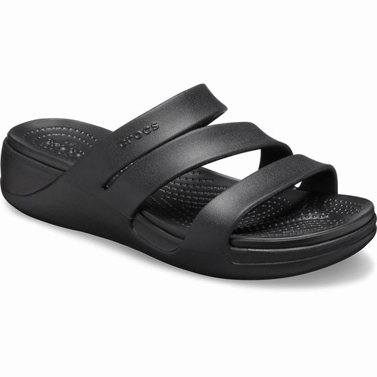 Crocs Monterey Remienkové Topanky na Platforme Damske Čierne | WXK415690